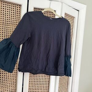 Tuckernuck Navy Blue Top with Flared Sleeves